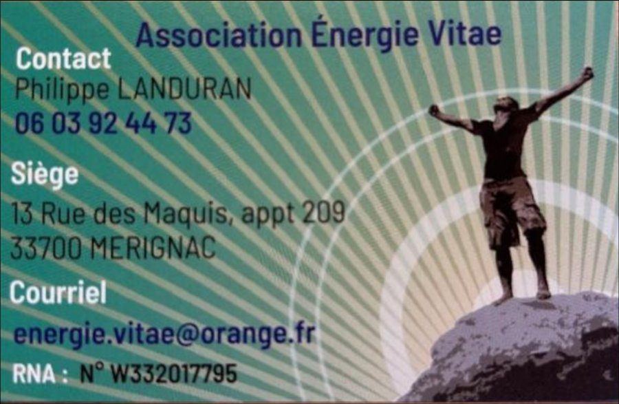 Carte de visite de l'association Énergie Vitae